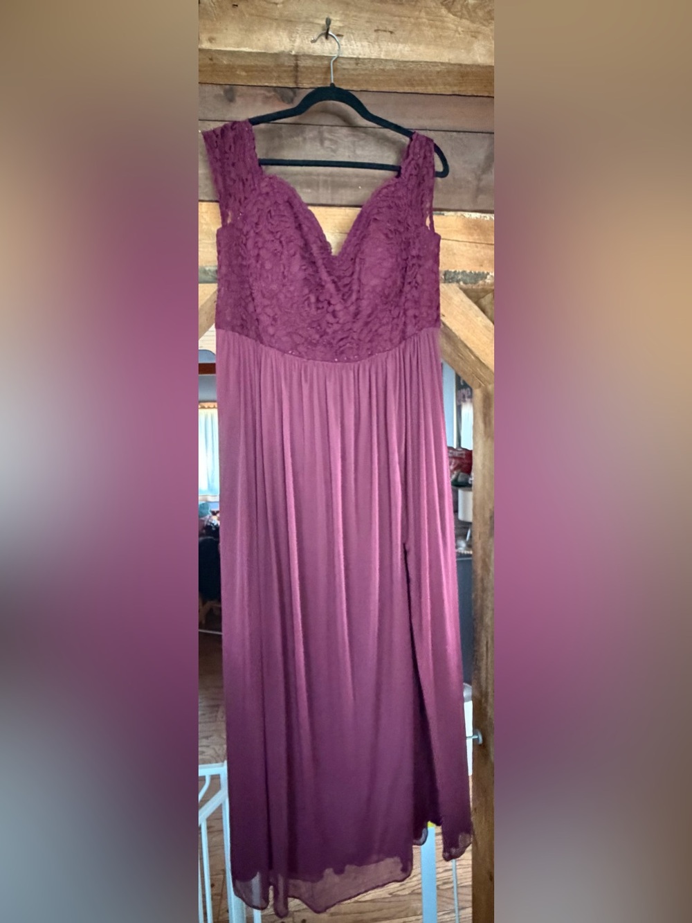 Women’s Mauve Lace & Chiffon Bridesmaid Dress